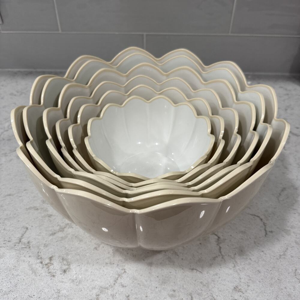 Set 6 Pieces Melange Melamine Mixing Bowl Nesting Serving Salad Salsa Chip Dip